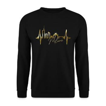 Mailand Skyline Italien Herzschlag Fan Love Milano - Unisex Pullover - Schwarz - Vorne - Alina (178cm) & Michal (187cm)