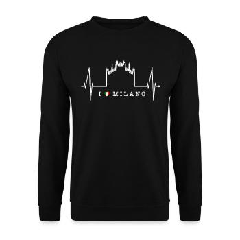 Mailand Skyline Italien Herzschlag Fan Love Milano - Unisex Pullover - Schwarz - Vorne - Alina (178cm) & Michal (187cm)