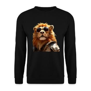 Lion with Sunglasses Dad Lions Love Wild Lion - Unisex Sweatshirt - black - Front - Alina (178cm) & Michal (187cm)