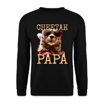 Cheetah Papa Geparden Daddy Vatertag Katzen Dad - Unisex Pullover - Schwarz - Vorne - Alina (178cm) & Michal (187cm)