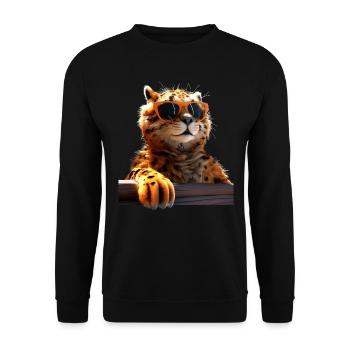 Cheetah Sunglasses Cheetah Cats Cute Cheetah - Unisex Sweatshirt - black - Front - Alina (178cm) & Michal (187cm)