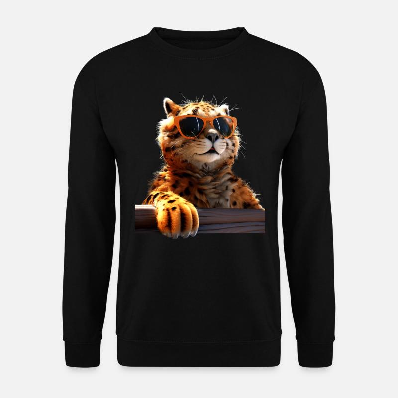 Gepard Sonnenbrille Cheetah Katzen Süße Geparden - Unisex Pullover - Schwarz