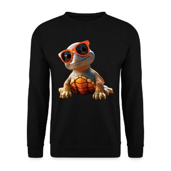 Schildkröte Reptilien Fans Liebe Süße Schildkröten - Unisex Pullover - Schwarz - Vorne - Alina (178cm) & Michal (187cm)
