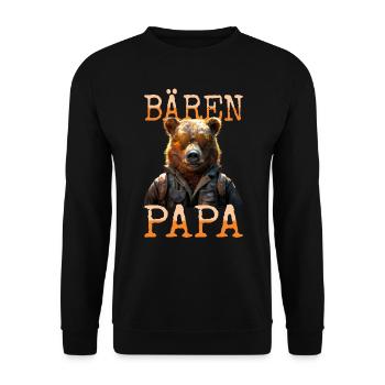 Bären Papa Daddy Bär Dad Vatertag Vater Grizzly - Unisex Pullover - Schwarz - Vorne - Alina (178cm) & Michal (187cm)