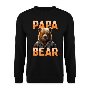 Papa Bear Bären Daddy Dad Vatertag Grizzly Bär - Unisex Pullover - Schwarz - Vorne - Alina (178cm) & Michal (187cm)