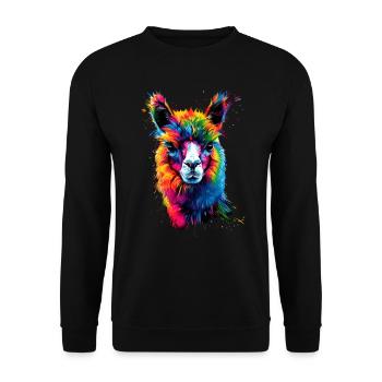 Alpaca Pop Art Bright Colors Llama Rainbow Alpaca - Unisex Sweatshirt - black - Front - Alina (178cm) & Michal (187cm)