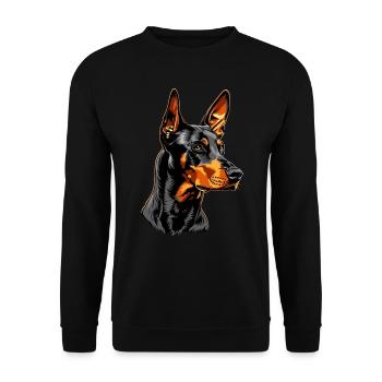 Dobermann Hunde Motiv Wachhund Stolze Dobermänner - Unisex Pullover - Schwarz - Vorne - Alina (178cm) & Michal (187cm)