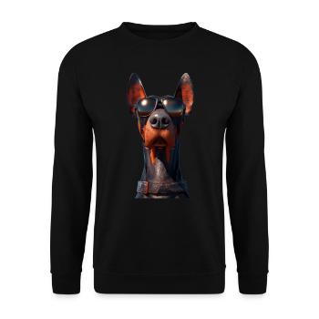 Dobermann Hunde Motiv Wachhund Stolze Dobermänner - Unisex Pullover - Schwarz - Vorne - Alina (178cm) & Michal (187cm)