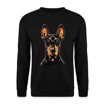 Dobermann Hunde Motiv Wachhund Stolze Dobermänner - Unisex Pullover - Schwarz - Vorne - Alina (178cm) & Michal (187cm)