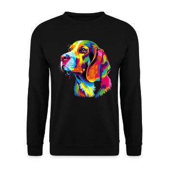 Beagle Welpe Popart Süßer Hund Bunte Farben Beagle - Unisex Pullover - Schwarz - Vorne - Alina (178cm) & Michal (187cm)