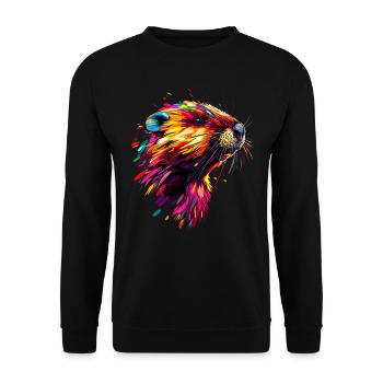 Beaver Colorful Rainbow Popart Rodents Cute Beaver - Unisex Sweatshirt - black - Front - Alina (178cm) & Michal (187cm)