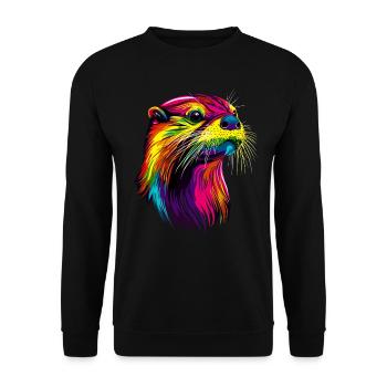 Loutre arc-en-ciel coloré Loutre de mer Martre Loutre mignonne - Sweat-shirt Unisexe - noir - Devant - Alina (178cm) & Michal (187cm)
