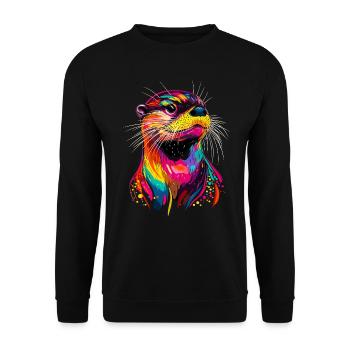 Loutre arc-en-ciel coloré Loutre de mer Martre Loutre mignonne - Sweat-shirt Unisexe - noir - Devant - Alina (178cm) & Michal (187cm)