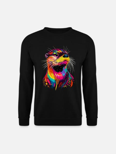 Otter Bunt Regenbogen Seeotter Marder Süße Otter - Unisex Pullover - Schwarz