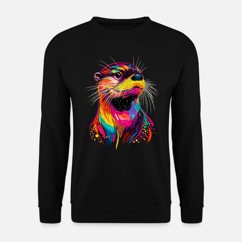 Odder Farverig Regnbue Havodder Mårt Sød Odder - Unisex sweater - sort