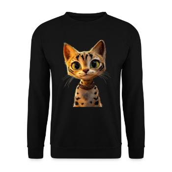 Savannah Cat Cat Mom Cute Serval Leopard Cats - Unisex Sweatshirt - black - Front - Alina (178cm) & Michal (187cm)