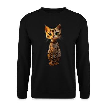 Savannah Katze Cat Mama Süße Serval Leopard Katzen - Unisex Pullover - Schwarz - Vorne - Alina (178cm) & Michal (187cm)