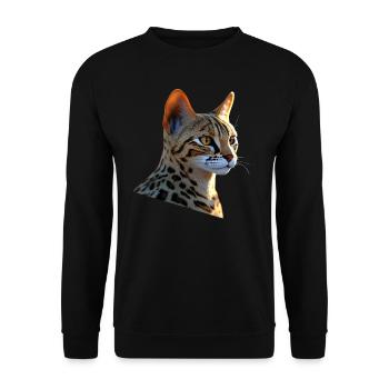 Savannah Katze Cat Mama Süße Serval Leopard Katzen - Unisex Pullover - Schwarz - Vorne - Alina (178cm) & Michal (187cm)