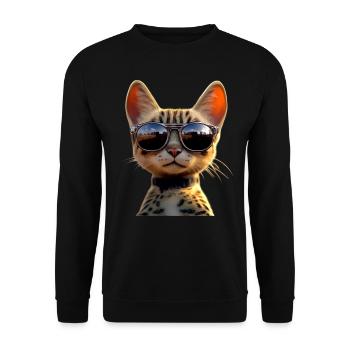 Savannah Cat Cat Mom Cute Serval Leopard Cats - Unisex Sweatshirt - black - Front - Alina (178cm) & Michal (187cm)