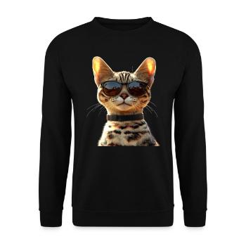 Savannah Cat Cat Mom Cute Serval Leopard Cats - Unisex Sweatshirt - black - Front - Alina (178cm) & Michal (187cm)