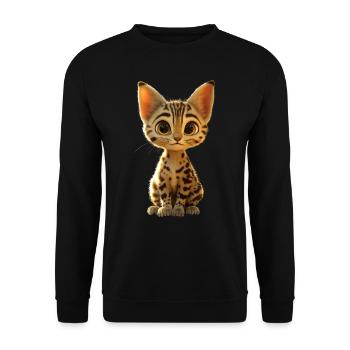 Savannah Cat Cat Mom Cute Serval Leopard Cats - Unisex Sweatshirt - black - Front - Alina (178cm) & Michal (187cm)