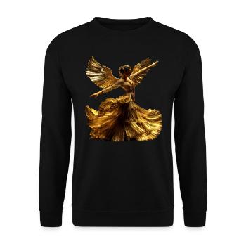Flamenco Tänzerin Gold Flügel Spanien Kleid Tänzer - Unisex Pullover - Schwarz - Vorne - Alina (178cm) & Michal (187cm)