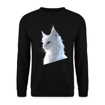 Chat Angora Blanc Chat Angora Chats Angora Mignons - Sweat-shirt Unisexe - noir - Devant - Alina (178cm) & Michal (187cm)