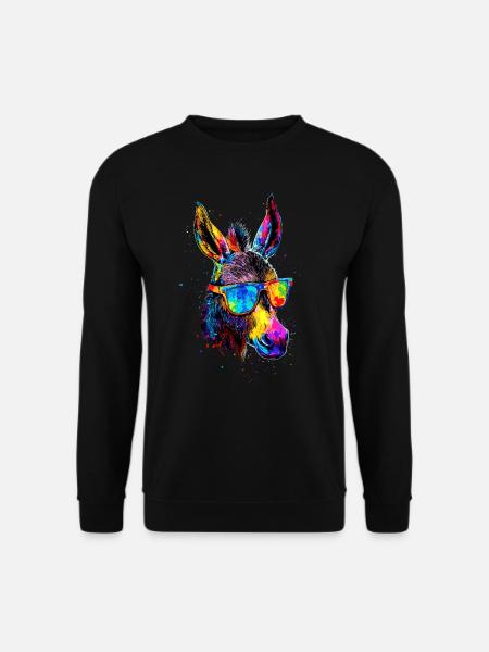 Esel in Bunt Popart Farben Hausesel Donkey Reiten - Unisex Pullover - Schwarz