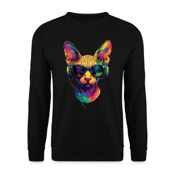 Savannah Cat Cat Mom Cute Serval Leopard Cats - Unisex Sweatshirt - black - Front - Alina (178cm) & Michal (187cm)