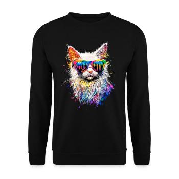 Chat Angora Blanc Chat Angora Chats Angora Mignons - Sweat-shirt Unisexe - noir - Devant - Alina (178cm) & Michal (187cm)