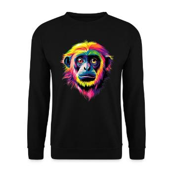 Gibbon Affe Weißhandgibbon Monkey Süße Lar Gibbons - Unisex Pullover - Schwarz - Vorne - Alina (178cm) & Michal (187cm)