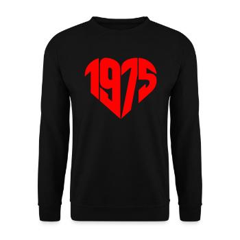 1975 Herz Jahr 1975 Geschenk zum 50. Geburtstag - Unisex Pullover - Schwarz - Vorne - Alina (178cm) & Michal (187cm)