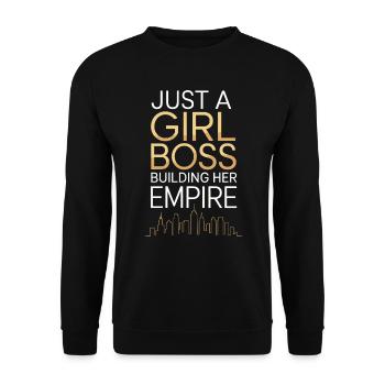 Just A Girl Building Empire Unternehmerin Chefin - Unisex Pullover - Schwarz - Vorne - Alina (178cm) & Michal (187cm)