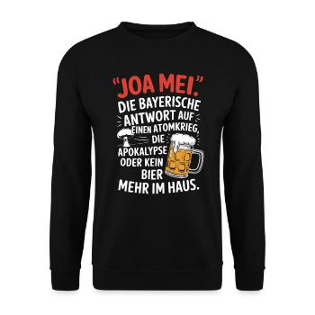 Joa Mei Bayerischer Sarkasmus Egal Dialekt Bier - Unisex Pullover - Schwarz - Vorne - Alina (178cm) & Michal (187cm)