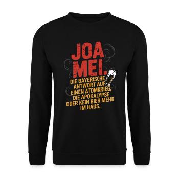 Joa Mei Bayerischer Sarkasmus Egal Dialekt Bier - Unisex Pullover - Schwarz - Vorne - Alina (178cm) & Michal (187cm)