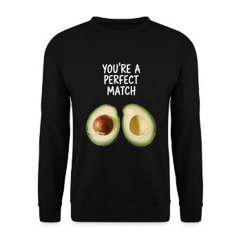 Avocado Liebe You're A Perfect Match Valentinstag - Unisex Pullover - Schwarz - Vorne - Alina (178cm) & Michal (187cm)