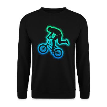 BMX Stunts Bike Tricks Herren Fahrrad BMX Jungen - Unisex Pullover - Schwarz - Vorne - Alina (178cm) & Michal (187cm)
