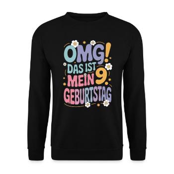 9. Geburtstag Mädchen Das Ist Mein 9. Geburtstag - Unisex Pullover - Schwarz - Vorne - Alina (178cm) & Michal (187cm)