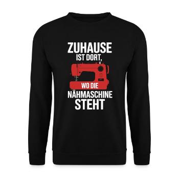 Coudre à la maison est là où se trouve la machine à coudre - Sweat-shirt Unisexe - noir - Devant - Alina (178cm) & Michal (187cm)