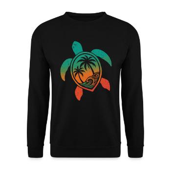 Turtle Motif Waves Festival Turtle Surfer - Unisex Sweatshirt - black - Front - Alina (178cm) & Michal (187cm)