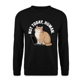 Katzen Spruch Not Today Human Büro Cat Homeoffice - Unisex Pullover - Schwarz - Vorne - Alina (178cm) & Michal (187cm)