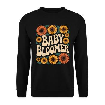 Garten Baby Bloomer Gärtner Spruch Sonnenblumen - Unisex Pullover - Schwarz - Vorne - Alina (178cm) & Michal (187cm)