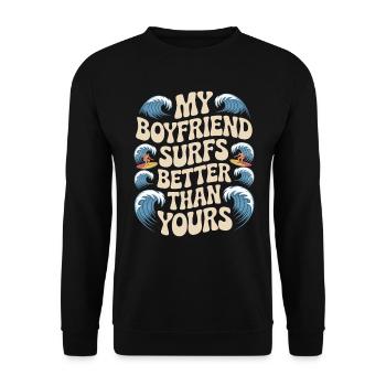 Surfez mon petit ami surfe mieux que le vôtre surfeur - Sweat-shirt Unisexe - noir - Devant - Alina (178cm) & Michal (187cm)