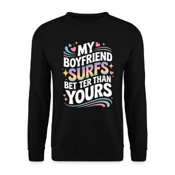 Surfez mon petit ami surfe mieux que le vôtre surfeur - Sweat-shirt Unisexe - noir - Devant - Alina (178cm) & Michal (187cm)