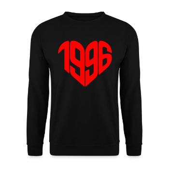 1996 Herz Jahr 1996 Geschenk zum 30. Geburtstag - Unisex Pullover - Schwarz - Vorne - Alina (178cm) & Michal (187cm)