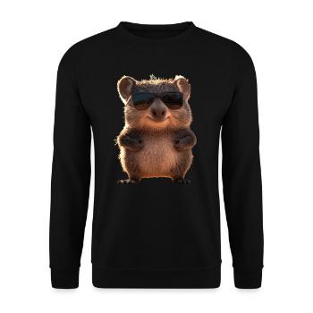 Wombat Australien Beuteltier Süßer Wombat - Unisex Pullover - Schwarz - Vorne - Alina (178cm) & Michal (187cm)