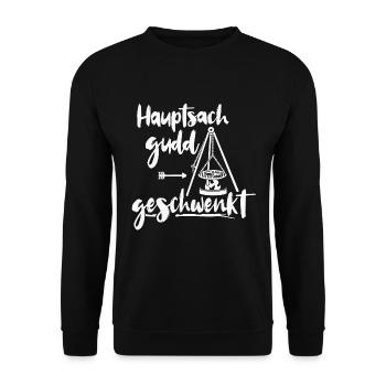 Hauptsach gudd gess geschwenkt Saarland schwenken - Unisex Pullover - Schwarz - Vorne - Alina (178cm) & Michal (187cm)