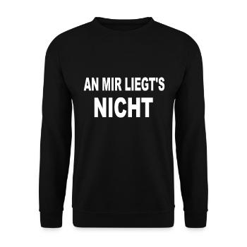 Unschuldig unschuld An mir liegts nicht Spruch - Unisex Pullover - Schwarz - Vorne - Alina (178cm) & Michal (187cm)