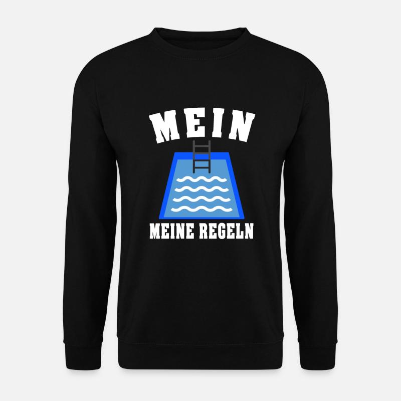 Pool Regeln Spruch Schwimmbecken - Unisex Pullover - Schwarz