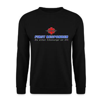 Cooles First Responder Schutzengel Shirt - Unisex Pullover - Schwarz - Vorne - Alina (178cm) & Michal (187cm)